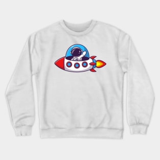 Astronaut Riding Rocket Cartoon Crewneck Sweatshirt